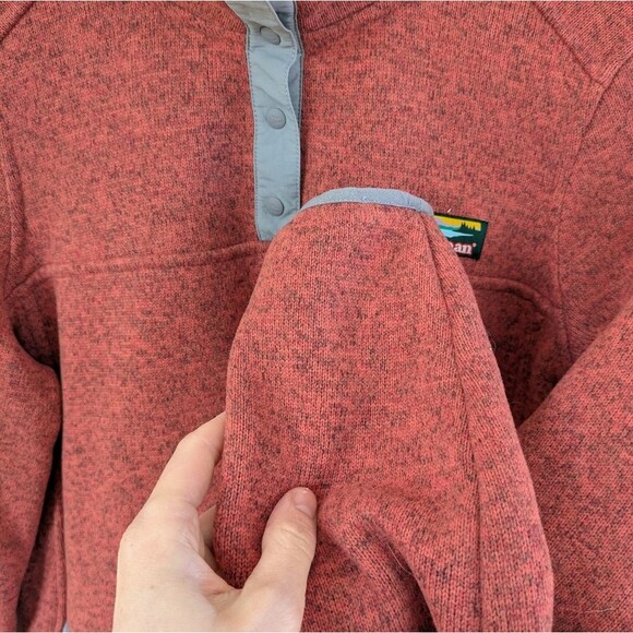L.L.Bean Sweater Fleece Full-Zip Jacket Gingerbread Red Brown Pink XS - Picture 5 of 6
